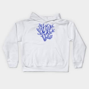 Blue and white sea coral Kids Hoodie